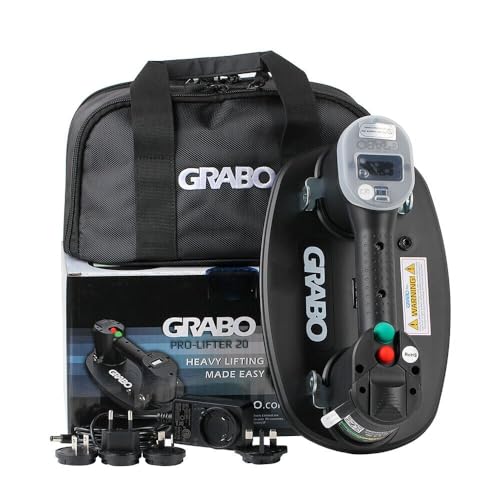 GRABO PRO-Lifter-20 Elektrischer Vakuum-Saugnapf Mit digitaler Anzeige automatischen Ein-/Ausschaltfunktion für Holz, Trockenbau, Granit, Glas, Fliesen, Porzellan von KLENBO