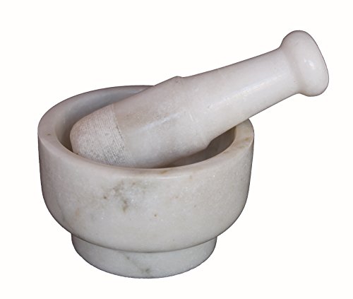 KLEO 15,2 cm breit (für große) weiß Natur Marmor Stein Mörser und Pistill Set wie Spice, Medizin Grinder Kartoffelstampfer - Marble Mortar Pestle Set (Weiß) von KLEO