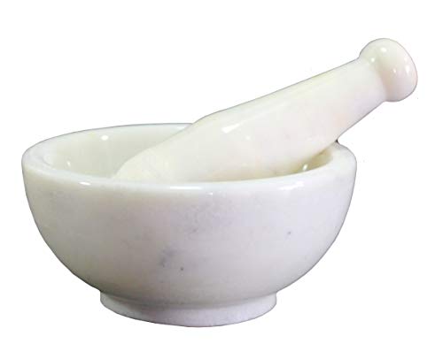 KLEO 15,2 cm breit (für große) weiß natur Marmor Stein Mörser und Pistill Set wie Spice, Medizin Grinder Kartoffelstampfer - Mortar Pestle Set von KLEO