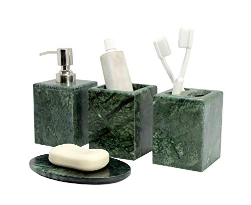 KLEO Luxus 4-teiliges Badezubehörset | Inklusive Flüssigseife oder Lotionspender mit Edelstahlpumpe, Zahnbürstenhalter, Becher, Seifenschale - Bath Set/Bathroom Accessories von KLEO
