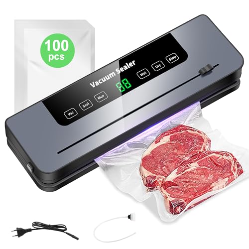 KLGFI Vakuumiergerät mit 100 Vakuumierbeutel, 7 in 1 Vakuumierer Profi mit Cutter, Digitalem Countdown und Vakuumierschlauch, Ideal für Küche KLGFI Vakuumiergerät mit 100 Vakuumierbeutel, 7 in 1 Vakuumierer Profi mit Cutter, Digitalem Countdown und Vakuumierschlauch, Ideal für Küche von KLGFI