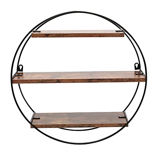 3-Lagige Wandregale,Schmiedeeisernes Rundes Wandregal mit Flachem Regal,Retro-Landhausstil,SchweißVerfahren/Schwarz / 50cm 3-Lagige Wandregale,Schmiedeeisernes Rundes Wandregal mit Flachem Regal,Retro-Landhausstil,SchweißVerfahren/Schwarz / 50cm von KLHGBH