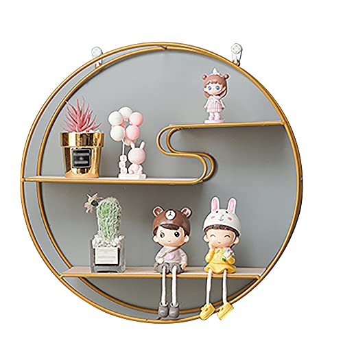 3-Lagiges Wandregal,Handgefertigtes Wanddekoration Regal aus Schmiedeeisen im Geometrischen Stil,Holzregal,Kann Aufbewahrt Dekoriert Werden/golden / 50x15.5cm von KLHGBH