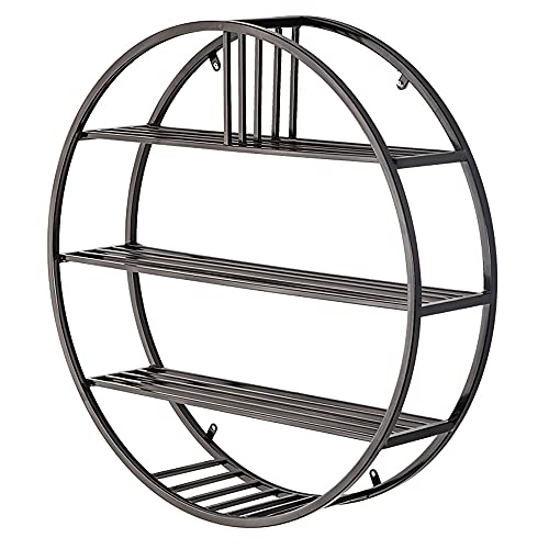 4-Lagiges Rundes Wanddekoration Regal,Schmiedeeiserne Wandregale im Retro-Geometrischen Stil,Geeignet FüR Wohnzimmer Esszimmer Badezimmer/Schwarz / 60cm 4-Lagiges Rundes Wanddekoration Regal,Schmiedeeiserne Wandregale im Retro-Geometrischen Stil,Geeignet FüR Wohnzimmer Esszimmer Badezimmer/Schwarz / 60cm von KLHGBH