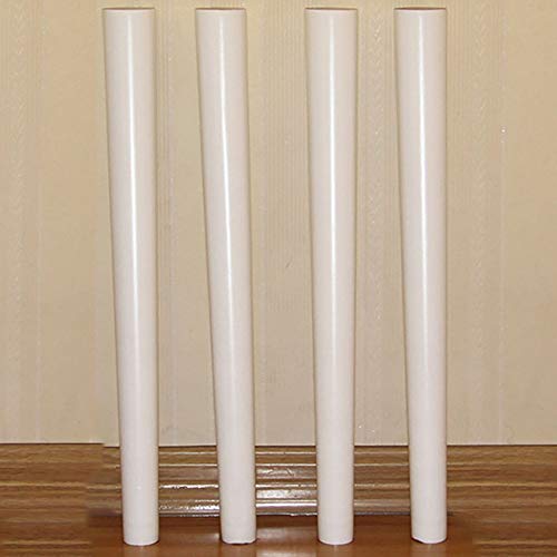 4x Massivholz-Tischbeine,Sitzbeine aus WeißEr Eiche,StüTzbeine FüR Schminktische im Nordischen Stil mit Rutschfesten Polstern(Vertikale Modelle) / Weiß / 50cm von KLHGBH