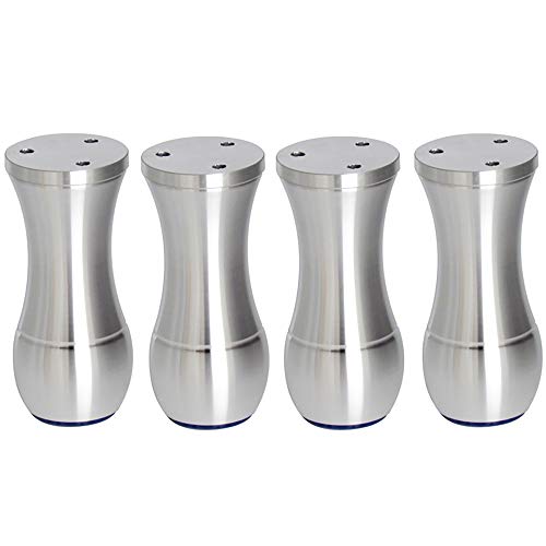 4x Metall-Aluminium-MöBelfüßE,Solide und ZuverläSsige Sofa füßE im EuropäIschen Stil HöHenverstellbar FüR Weinschrank und Couchtischbett/Silber / 12cm von KLHGBH