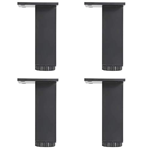 4x MöBelfüßE MöBelbeine Verstellbare Quadratische Schrankbeine Aluminiumlegierung Tv-Schrank Sofa Couchtisch StüTzfuß MöBel Fuß Mit Rutschfester FußMatte Starke UnterstüTzung/Schwarz / 12cm von KLHGBH