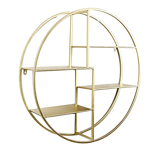 An Der Wand Montierte Runde Regale,Geometrisches Ausstellungsregal aus Schmiedeeisen im Hohldesign,Optional Schwarz/Weiß/Gold/golden / 60x60x14cm An Der Wand Montierte Runde Regale,Geometrisches Ausstellungsregal aus Schmiedeeisen im Hohldesign,Optional Schwarz/Weiß/Gold/golden / 60x60x14cm von KLHGBH