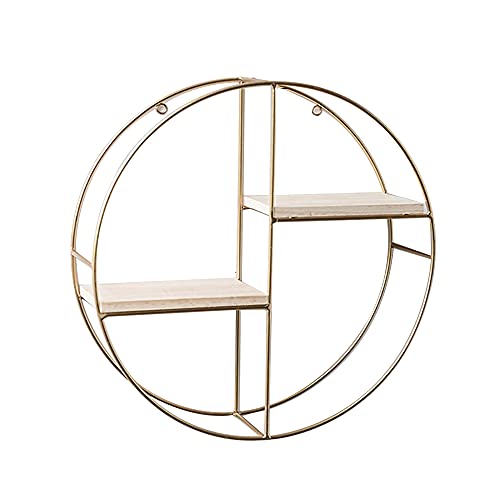 An Der Wand Montiertes Rundes Lagerregal,Multifunktionales Eisenregal mit 2 Holzschichten,Geeignet FüR Schlafzimmer Wohnzimmer Laden/golden / 37x10cm An Der Wand Montiertes Rundes Lagerregal,Multifunktionales Eisenregal mit 2 Holzschichten,Geeignet FüR Schlafzimmer Wohnzimmer Laden/golden / 37x10cm von KLHGBH