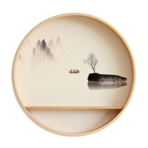 Einfaches Wandregal aus Massivholz mit Abnehmbaren Mittelregalen,Runder WanddekorationsanhäNger FüR die Veranda,9Cm Tief/C / 50cm von KLHGBH