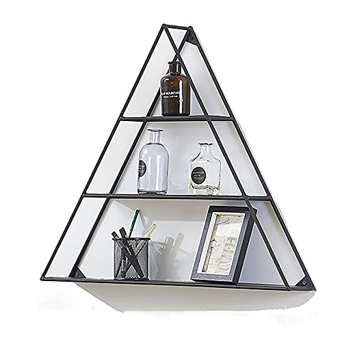 Eisen Kunst-Wandregal,3-Lagige Struktur aus 11Cm Tiefem Metallwand-Dekoration Regal,Mehrere AufhäNgungsmethoden/Schwarz / 70x11x60cm von KLHGBH