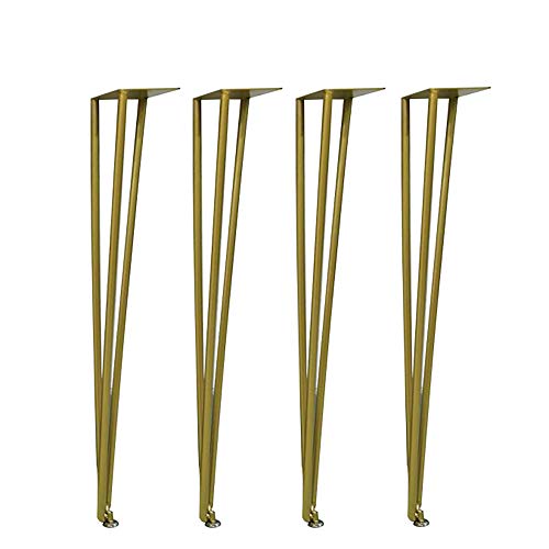 Eisenhaarnadelbeine,23-Zoll-Möbelfüße,4 in Jeder Gruppe,Dreipolige MöBelbeine,Moderner Stil,Geeignet FüR Schreibtische,BäNke,Konferenztische Usw. / golden / 60cm von KLHGBH
