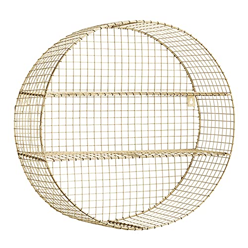 Floating Shelf, Round Mesh Multifunktionales Wandregal aus Schmiedeeisen, Zum Aufbewahren von Dekorationen, Geeignet FüR Wohnzimmer, 30 Kg Belastbar/golden / 80cm von KLHGBH