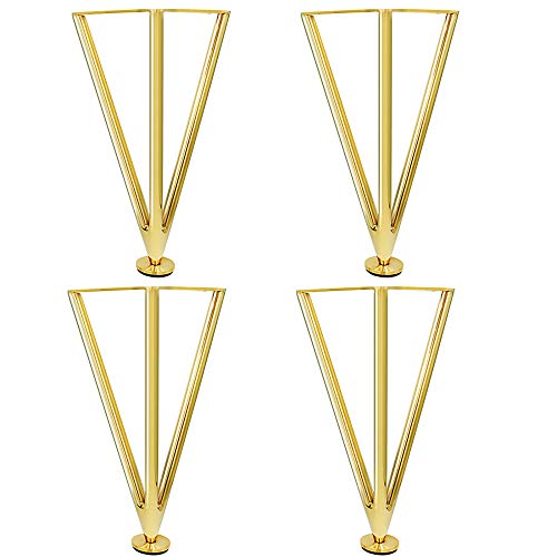 Haarnadel Tischbeine Goldene,4-Teilig,Metall Edelstahl MöBelfüßE Verwendet FüR Couchtisch Badezimmerschrank Nachttisch Kleiderschrank/golden / 35cm von KLHGBH
