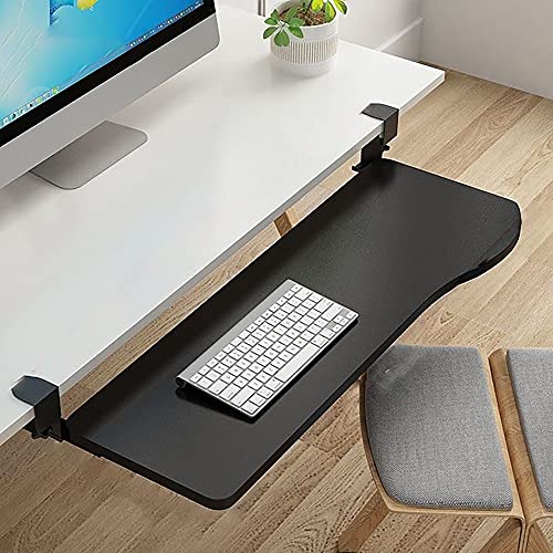 HöLzerne Tastatur Plattform,Ergonomisch Gestaltete Tastaturablage Zum Aufstecken,Einstellbarer Bereich von 0,5 bis 8 Cm,TragfäHigkeit bis zu 20 Kg/Schwarz / 52CM von KLHGBH