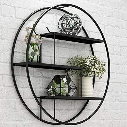 KLHGBH Runde Schwimmende Regale Einfache Kreisförmige Regale, Schwarz Metall Wandmontierter Floating Regal Home Wohnzimmer Dekoration Für Küche,60 cm KLHGBH Runde Schwimmende Regale Einfache Kreisförmige Regale, Schwarz Metall Wandmontierter Floating Regal Home Wohnzimmer Dekoration Für Küche,60 cm von KLHGBH