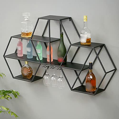 Metallregal, BüCherregal Gestell Wandbehang Weinregal Wand Lagerregal, Wohnzimmer Hintergrund TV Wand Vitrine/Schwarz / 123x18x65cm Metallregal, BüCherregal Gestell Wandbehang Weinregal Wand Lagerregal, Wohnzimmer Hintergrund TV Wand Vitrine/Schwarz / 123x18x65cm von KLHGBH