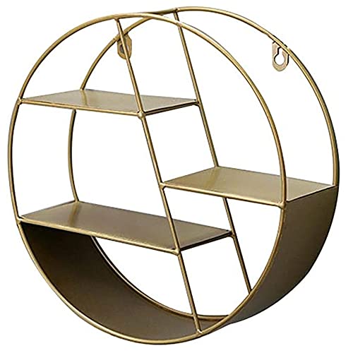 Metallring Wandhalterung,Einfaches Schmiedeeisernes Regal mit Dekorativer Funktion,mit 3 Metallregalen,Kann Kleine Statuen-Souvenirs Aufbewahren/golden / 29x9.5cm Metallring Wandhalterung,Einfaches Schmiedeeisernes Regal mit Dekorativer Funktion,mit 3 Metallregalen,Kann Kleine Statuen-Souvenirs Aufbewahren/golden / 29x9.5cm von KLHGBH