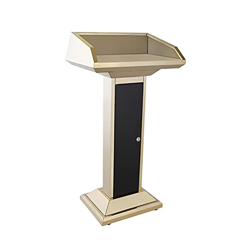 RäDern Rednerpult, Bodenstehendes, Verbreiterndes GeläNder-Lehrpodium aus Edelstahl, Geeignet FüR Schulen, Kirchen, Konferenzen und Veranstaltungen/Titanium gold / 62x42x110cm von KLHGBH