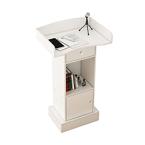 Rednerpult, Lese-Computertisch Mit TüR Und Schublade, Geeignet FüR BüRo-Rede-Party-Hochzeits-Hotel-Kirchen-Schule/White / 60x41.2x108cm von KLHGBH