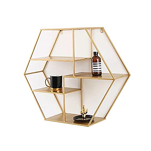 Rhombus Wandhalterung Regal,Schwarz/Gold Optionales 6-Seitiges Multifunktions-Display-Rack,Handgefertigt,Kann Dekoriert Aufbewahrt Werden/golden/S Rhombus Wandhalterung Regal,Schwarz/Gold Optionales 6-Seitiges Multifunktions-Display-Rack,Handgefertigt,Kann Dekoriert Aufbewahrt Werden/golden/S von KLHGBH