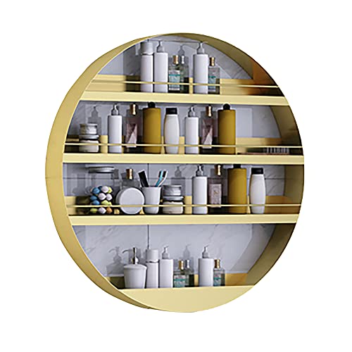 Rundes Metallregal,4-Lagiges,Mehrschichtiges Wandregal mit Stabiler Struktur,Geeignet FüR Bad Wohnzimmer und Schlafzimmer/golden / 60x60x8cm Rundes Metallregal,4-Lagiges,Mehrschichtiges Wandregal mit Stabiler Struktur,Geeignet FüR Bad Wohnzimmer und Schlafzimmer/golden / 60x60x8cm von KLHGBH