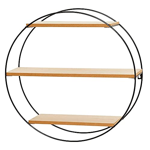 Rundes Wandregal,3-Lagiges Wandregal im Retro-Industriestil,Zum Dekorieren von WäNden und Aufbewahren Kleiner Ornamente/Schwarz / 60x19.5cm von KLHGBH