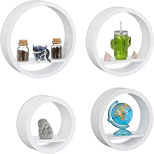 Rundes Wandregal,4-Teiliges Set,Wanddekorationsregal FüR Schlafzimmer aus MDF,Umweltfreundliche SprüHfarbe/Weiß / 10cm Rundes Wandregal,4-Teiliges Set,Wanddekorationsregal FüR Schlafzimmer aus MDF,Umweltfreundliche SprüHfarbe/Weiß / 10cm von KLHGBH