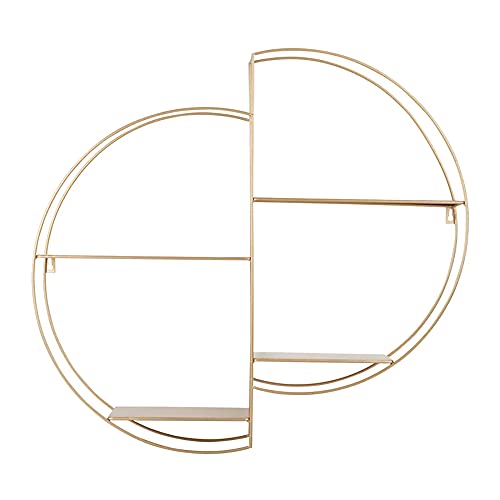 Rundes Wandregal,Platzsparendes 4-Lagiges Wanddekoration Regal,15 Cm Tief,mit Dekorations- und Aufbewahrungsfunktionen/golden/M von KLHGBH