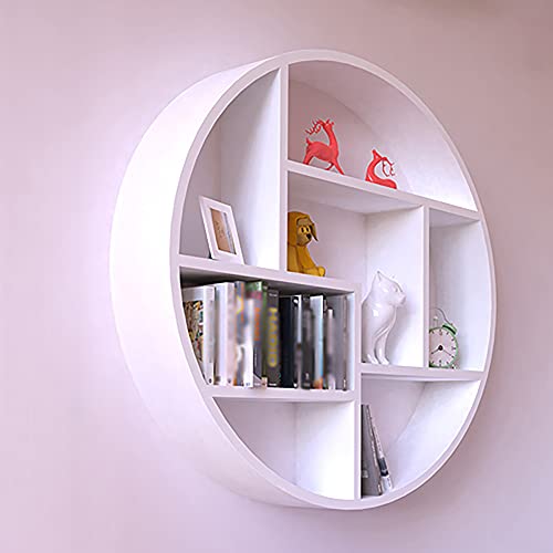 Rundes Wandregal,Starkes Tragendes Wanddekoration Regal aus Holz FüR Schlafzimmer,Geeignet FüR Schlafzimmer BüRo/Weiß / 80x15cm von KLHGBH