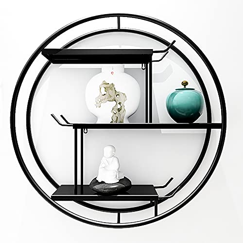 Schmiedeeisen-Rundregale,3-Lagiges Regal,Das an Das Schwimmende Gestell Des CaféS in Der Eingangsbar GehäNgt Werden Kann/Schwarz / 60x15cm Schmiedeeisen-Rundregale,3-Lagiges Regal,Das an Das Schwimmende Gestell Des CaféS in Der Eingangsbar GehäNgt Werden Kann/Schwarz / 60x15cm von KLHGBH