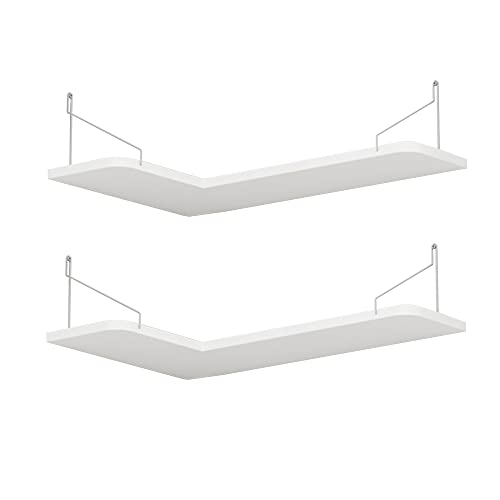 Schwebendes Gestell, Eckregal-Lagerregal, Eckregal aus Massivholz FüR Wohnzimmer und Schlafzimmer/Weiß / 55x35x15cm von KLHGBH