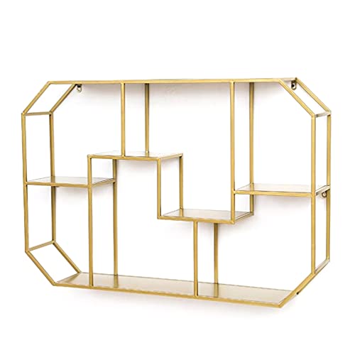 Schwimmende Gestell, Geometrische Form Multifunktionaler Wandschrank, Geeignet FüR Schlafzimmer Und Wohnzimmer, Belastbar 30kg / golden / 95x18x65cm Schwimmende Gestell, Geometrische Form Multifunktionaler Wandschrank, Geeignet FüR Schlafzimmer Und Wohnzimmer, Belastbar 30kg / golden / 95x18x65cm von KLHGBH