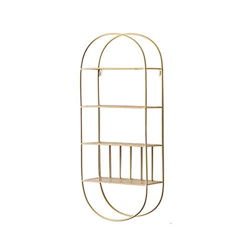Schwimmende Wandhalterung, Schlafzimmerwand aus Schmiedeeisen, Multifunktionales Metall-PräSentationsregal FüR Wohnzimmer und BüRo/golden / 33x78x13cm von KLHGBH