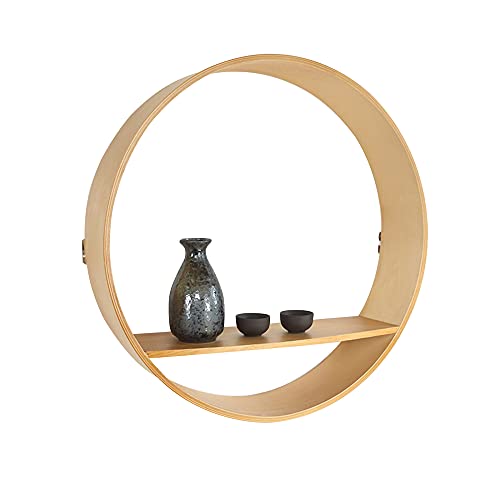 Schwimmende Wandregale, Runde Holzwand Schwimmendes Gestell, BüCherregal Plattenhalter Pflanzenregal Dekoration Lagerregal/Holzfarbe / 50cm von KLHGBH