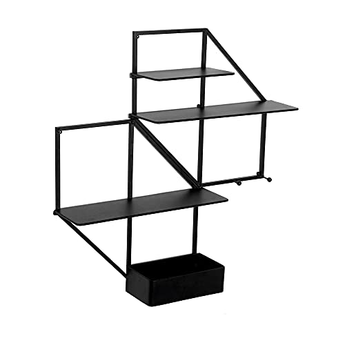 Schwimmendes Wandregal, Multifunktionales Wandregal aus Schmiedeeisen mit Hakenaufbewahrungsbox, Geeignet FüR Wohnzimmer, TragfäHigkeit 15 Kg/Schwarz / 90x90x17cm Schwimmendes Wandregal, Multifunktionales Wandregal aus Schmiedeeisen mit Hakenaufbewahrungsbox, Geeignet FüR Wohnzimmer, TragfäHigkeit 15 Kg/Schwarz / 90x90x17cm von KLHGBH