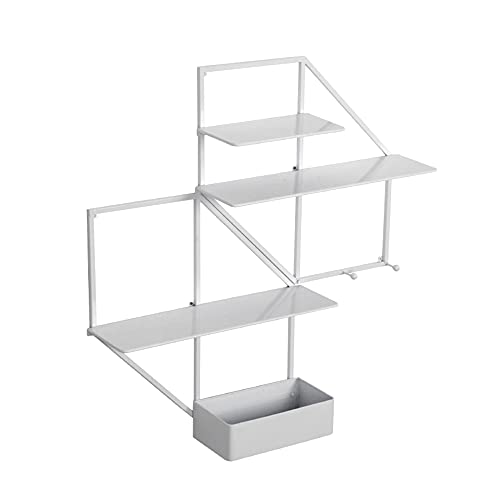 Schwimmendes Wandregal, Multifunktionales Wandregal aus Schmiedeeisen mit Hakenaufbewahrungsbox, Geeignet FüR Wohnzimmer, TragfäHigkeit 15 Kg/Weiß / 90x90x17cm Schwimmendes Wandregal, Multifunktionales Wandregal aus Schmiedeeisen mit Hakenaufbewahrungsbox, Geeignet FüR Wohnzimmer, TragfäHigkeit 15 Kg/Weiß / 90x90x17cm von KLHGBH