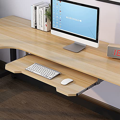 Tastaturschublade aus Holz,Ergonomisch Gestaltete VerläNgerungsschlauch unter Dem Schreibtisch,Umweltfreundliches Material,Kratzfest und VerschleißFest/C / 61cm von KLHGBH