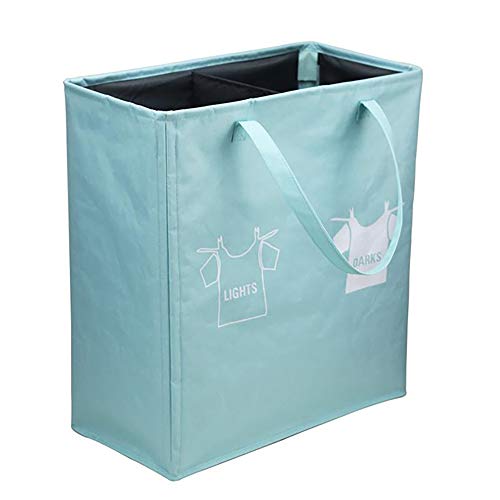 WäSchekorb,Faltbarer Wasserdichter Doppelschicht-AufbewahrungsbehäLter mit Zwei Gittern,Tragbarer Waschbarer HaushaltswäSchesack/Blau / 50x26x55cm von KLHGBH