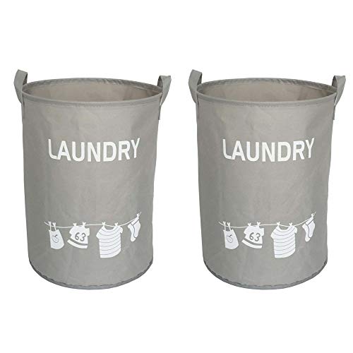 Wäschekörbe,Faltbarer Schmutziger WäSchekorb aus Oxford-Stoff,Wasserdichter Haltbarer Zylindrischer Spielzeugspeicher/grau / 35x45cm von KLHGBH