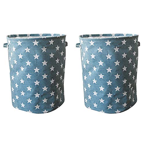 Wäschekörbe,Falten Wasserdichte WäSchekorb Schlafzimmer Spielzeug Kleidung Leinwand Aufbewahrungstasche/Blau / 35x45cm von KLHGBH
