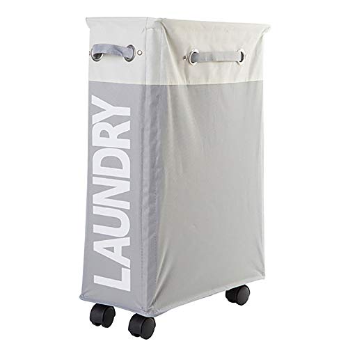 Wäschekörbe,Schlanker Faltbarer WäSchekorb mit RäDern Hoch,Abnehmbarer Tragbarer Aufbewahrungsbeutel/B / 60x40CM von KLHGBH