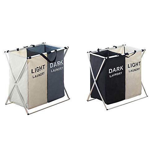 Wäschekörbe,X-Faltiger Faltbarer Schmutziger WäSchekorb mit 2 FäChern,Abnehmbare Halterungen WäSchespeicherorganisator/A / 2 Stück Wäschekörbe,X-Faltiger Faltbarer Schmutziger WäSchekorb mit 2 FäChern,Abnehmbare Halterungen WäSchespeicherorganisator/A / 2 Stück von KLHGBH
