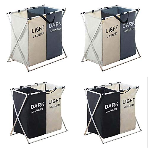 Wäschekörbe,X-Faltiger Faltbarer Schmutziger WäSchekorb mit 2 FäChern,Abnehmbare Halterungen WäSchespeicherorganisator/A / 4 STÜCK Wäschekörbe,X-Faltiger Faltbarer Schmutziger WäSchekorb mit 2 FäChern,Abnehmbare Halterungen WäSchespeicherorganisator/A / 4 STÜCK von KLHGBH