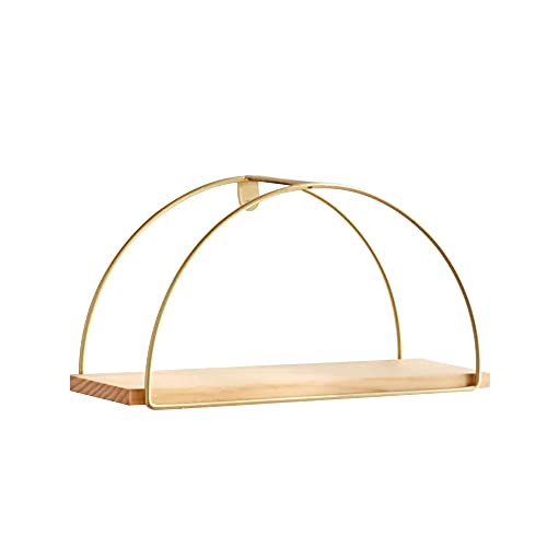 Wandregal, Einfaches Wandregal aus Massivem Holz, Rundes Regal auf Eisenwand, BüCherregal, Hintergrundwandregal/golden/M Wandregal, Einfaches Wandregal aus Massivem Holz, Rundes Regal auf Eisenwand, BüCherregal, Hintergrundwandregal/golden/M von KLHGBH