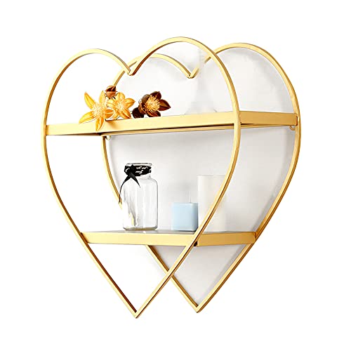 Wandregal, Nagelstudio Schmiedeeisen Wandbehang Regal, Wohnzimmer TV Hintergrund Wand Esszimmer Dekoration Regal/golden/B von KLHGBH