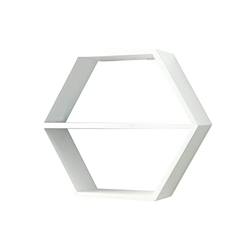 Wandregal, Sechseckiges Schwimmende Gestell aus Massivholz FüR Den Haushalt, Geeignet FüR Schlafzimmer und Wohnzimmer, 10 Kg Belastbar/Weiß/B Wandregal, Sechseckiges Schwimmende Gestell aus Massivholz FüR Den Haushalt, Geeignet FüR Schlafzimmer und Wohnzimmer, 10 Kg Belastbar/Weiß/B von KLHGBH