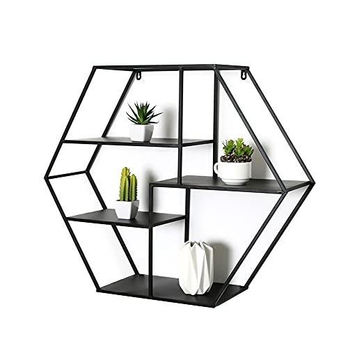 Wandregal, Sechskant-Metall-Lagerregal Dekoratives Schwimmendes Regal, BüCherregal-Plattenhalter-Dekoration FüR Home-Display-Racks/Schwarz / 70x60cm Wandregal, Sechskant-Metall-Lagerregal Dekoratives Schwimmendes Regal, BüCherregal-Plattenhalter-Dekoration FüR Home-Display-Racks/Schwarz / 70x60cm von KLHGBH