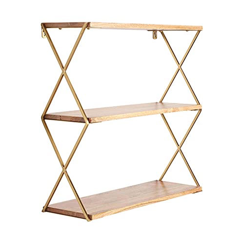 Wandregal, Wandregal aus Schmiedeeisen mit GroßEm FassungsvermöGen, Ausstellungsregal FüR Sammlungen in Wohnzimmer, Schlafzimmer und BüRo/golden/M Wandregal, Wandregal aus Schmiedeeisen mit GroßEm FassungsvermöGen, Ausstellungsregal FüR Sammlungen in Wohnzimmer, Schlafzimmer und BüRo/golden/M von KLHGBH