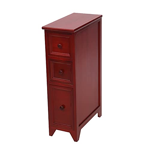 ctg Kommode, Dreilagiger Beistelltisch mit Runden Griffen, Platzsparend, Geeignet FüR Wohnzimmer, Schlafzimmer, Badezimmer/Dunkelrot / 20x40x69cm ctg Kommode, Dreilagiger Beistelltisch mit Runden Griffen, Platzsparend, Geeignet FüR Wohnzimmer, Schlafzimmer, Badezimmer/Dunkelrot / 20x40x69cm von KLHGBH